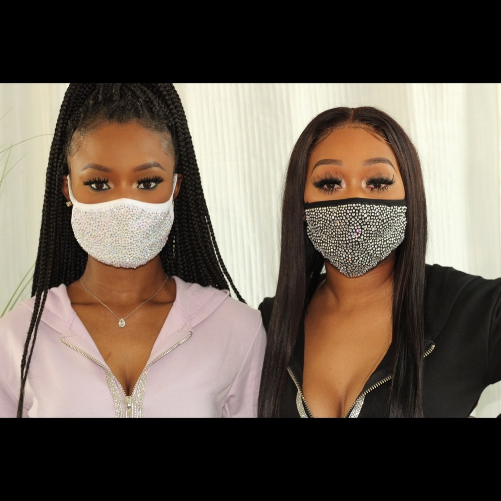 Rhinestone Mask White